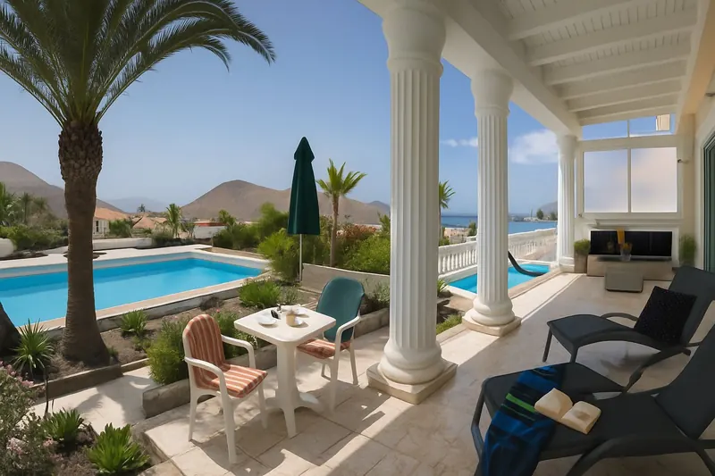 Familien-Ferienwohnung mit Pool und Meerblick in Chayofa