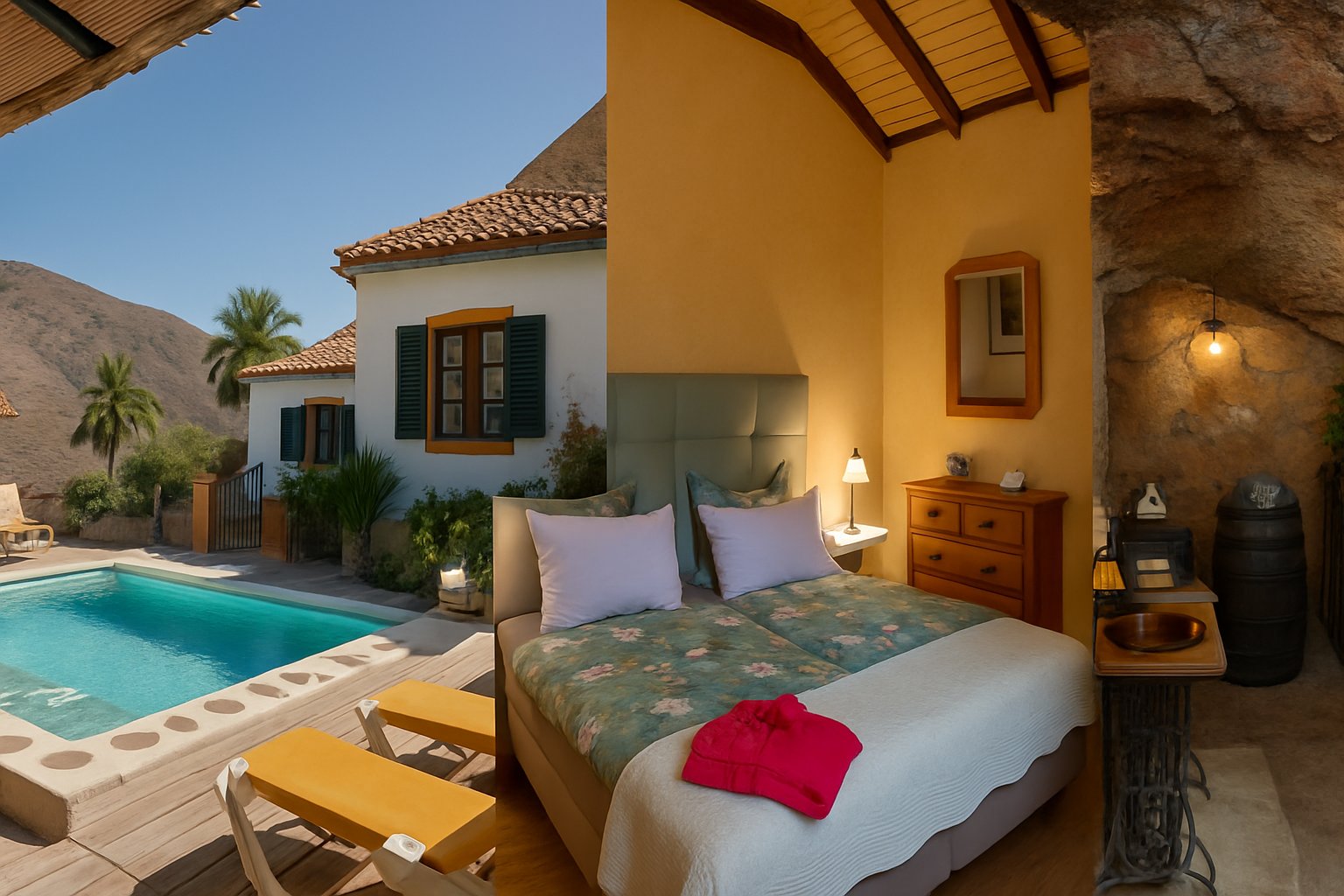 Ferienhaus mit Meerblick, Pool und Sauna in Guía de Isora