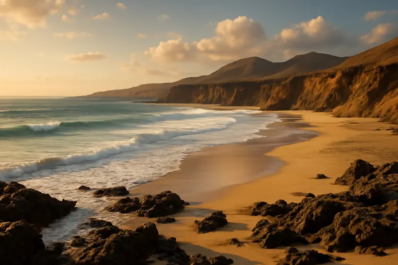 Die schöne Playa del Viejo Rey am Ortsrand von La Pared auf Fuerteventura