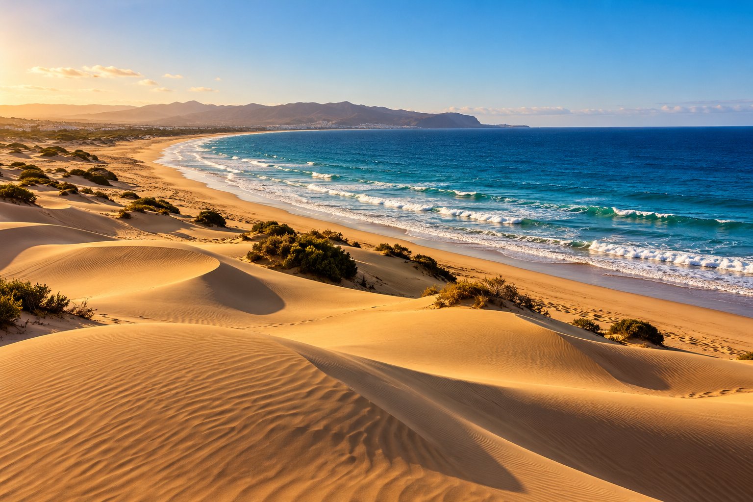 Maspalomas-duinen aan de Atlantische Oceaan, Gran Canaria
