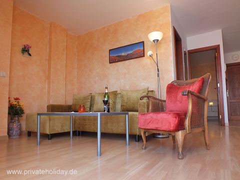 Living room with sofa, armchair and floor lamp – El Sauzal, Tenerife