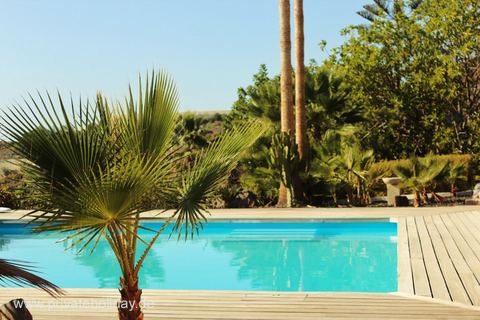 Pool mit Holzdeck und tropischer Bepflanzung – Guía de Isora, Teneriffa