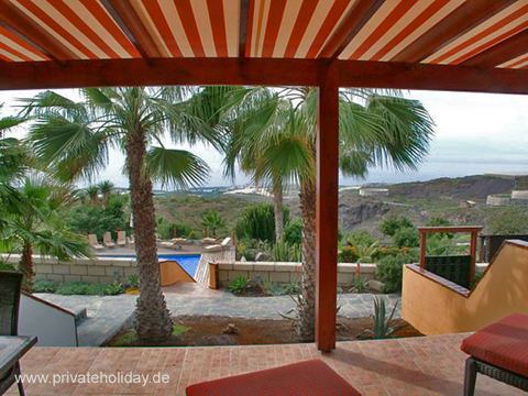 Überdachte Terrasse mit Meerblick und Palmen – Guía de Isora, Teneriffa