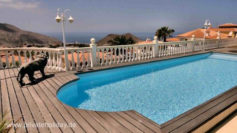 Poolterrasse mit Meerblick und Liegefläche – Chayofa, Teneriffa