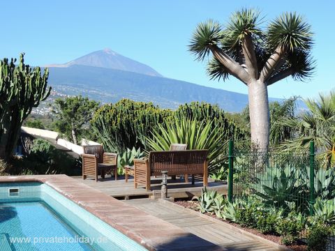 Pool mit Terrassenmöbeln und Bergblick – La Matanza, Teneriffa