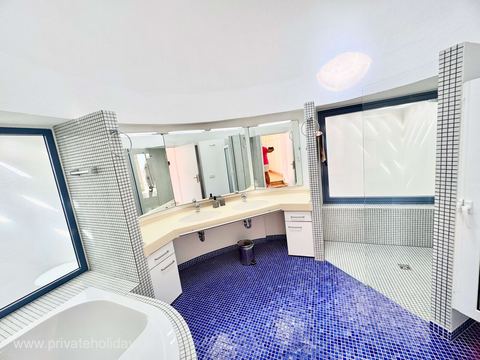 Bathroom with blue mosaic tiles and double sink – Costa Calma, Fuerteventura