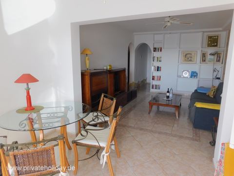 Living and dining area with glass table – Costa Calma, Fuerteventura
