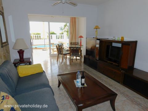 Living room with sofa and terrace door – Costa Calma, Fuerteventura