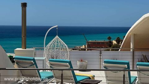 Terrasse avec chaises longues et vue sur la mer – Costa Calma, Fuerteventura