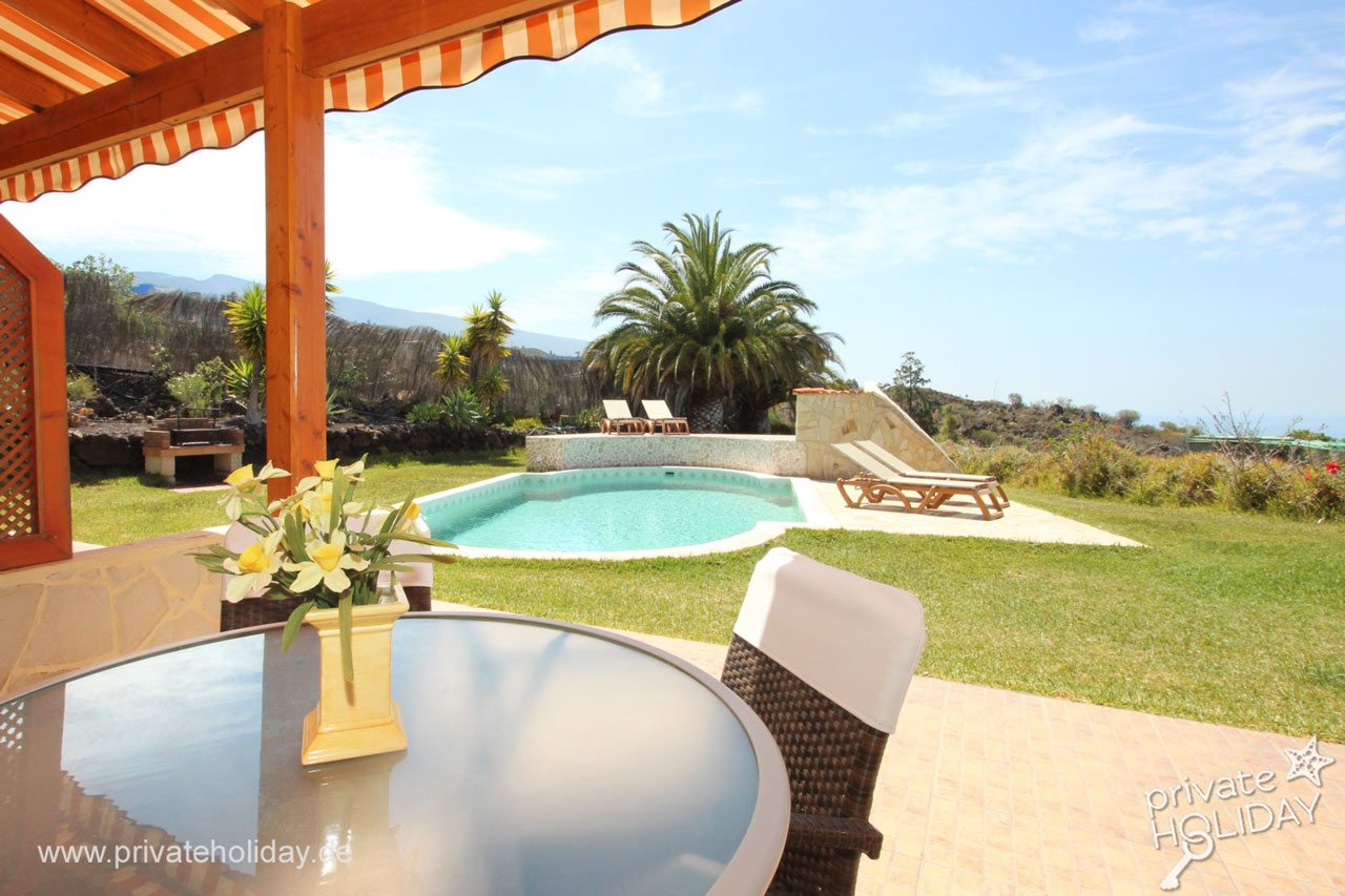 Terrazza coperta con piscina e vista mare – Chio, Tenerife