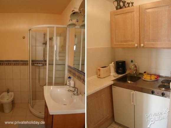 Baño y cocina pequeña con ducha – Chayofa, Tenerife