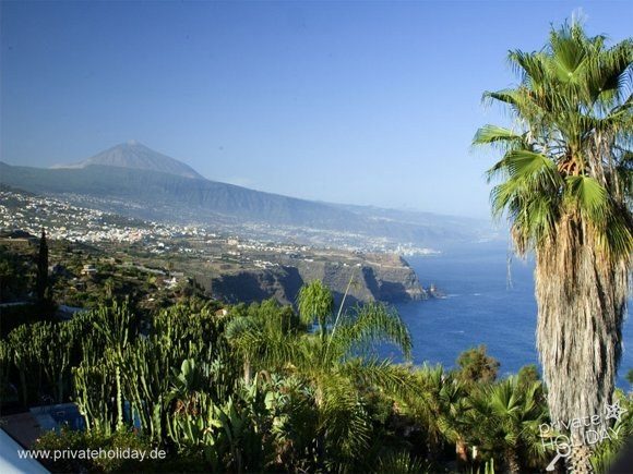 Vista mare con palme e вулcano – La Matanza, Tenerife