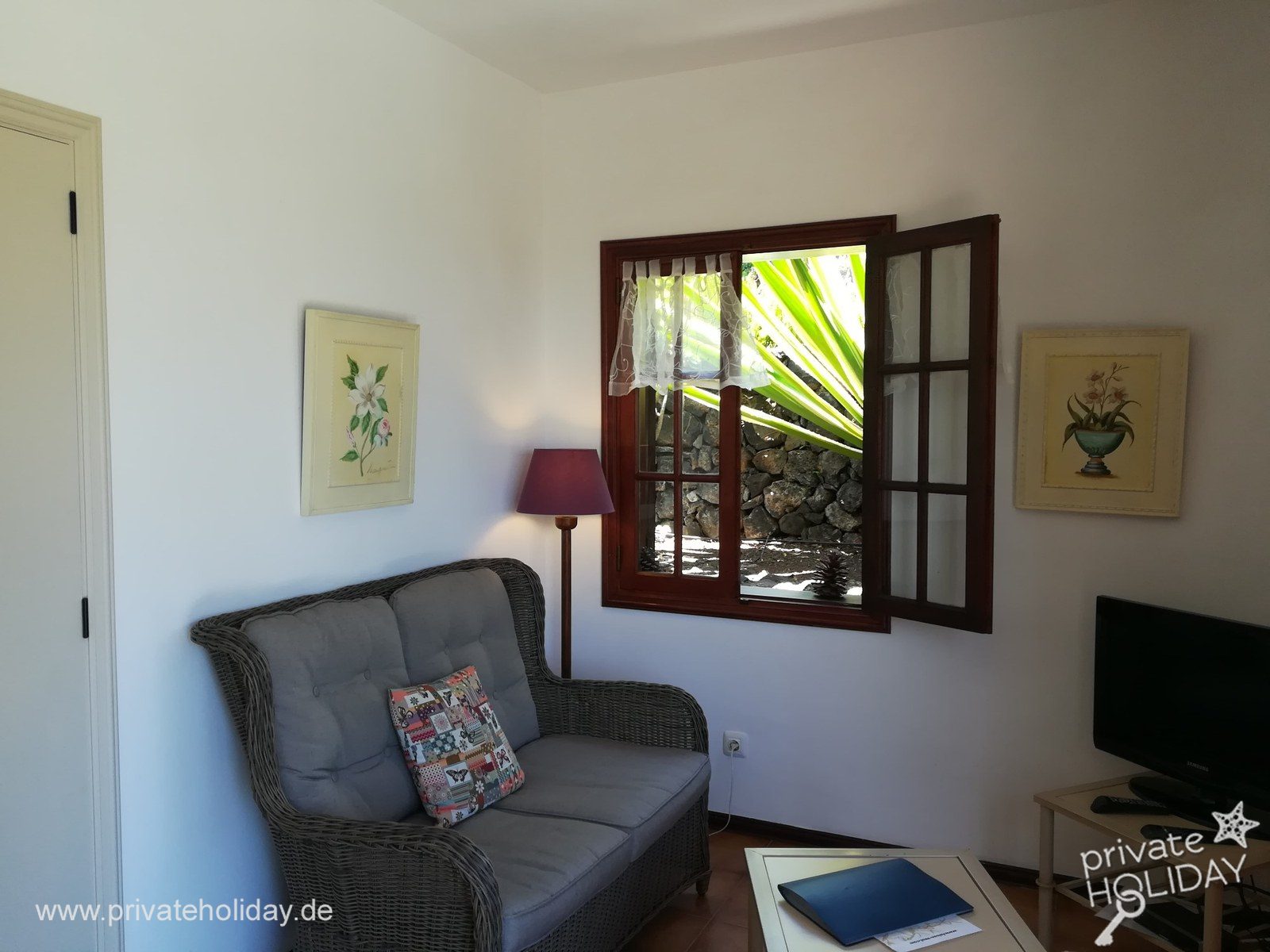 Living room with sofa and open window – La Matanza, Tenerife