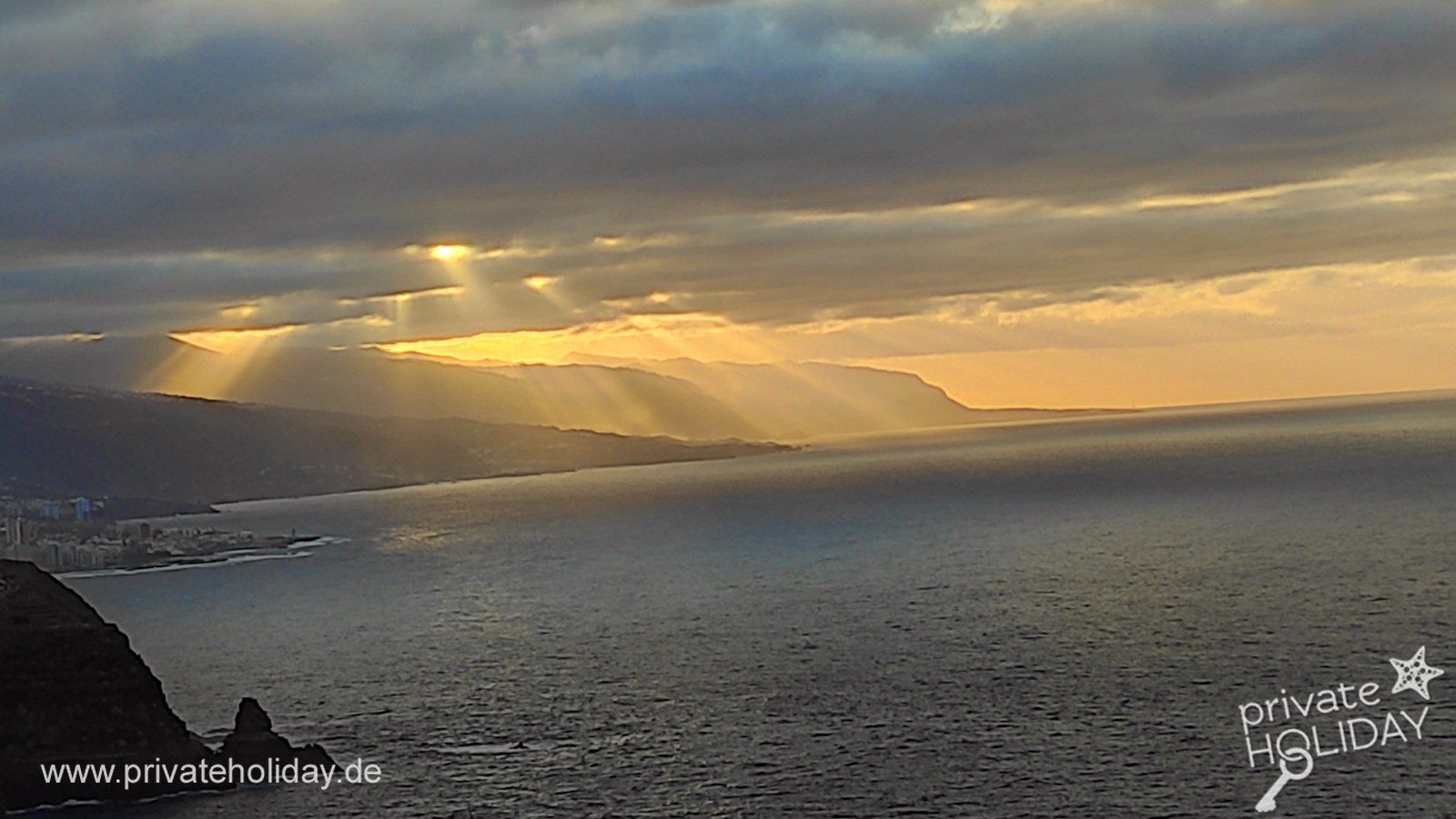 Coastal view with clouds and sun rays – La Matanza, Tenerife