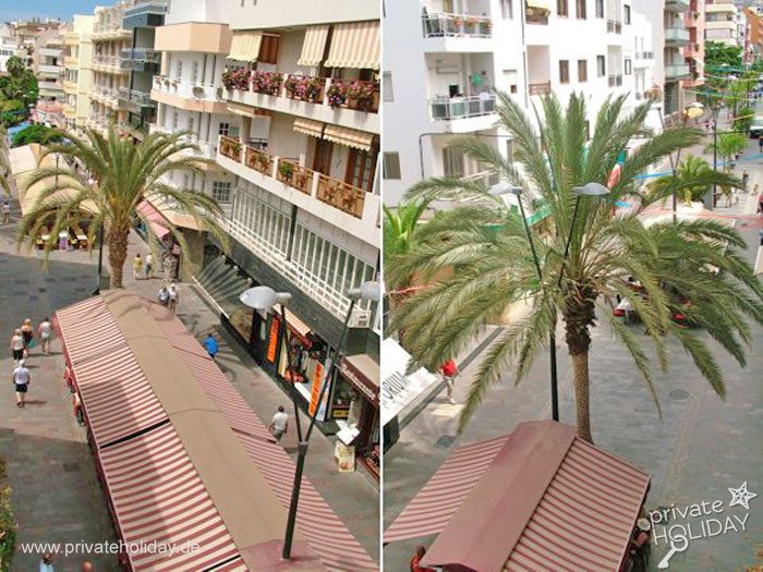Strada con palme e tende da sole – Los Cristianos, Tenerife